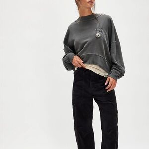 Free People We the Free Hi-Lo Pullover Black Gray XS NWT